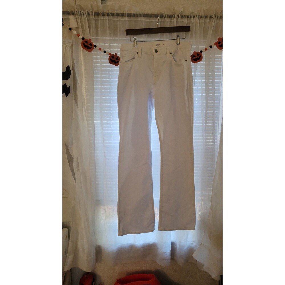 Hudson Drew Boot White Jeans Size 31 Five Pocket Zip Fly Stretch 34" Inseam